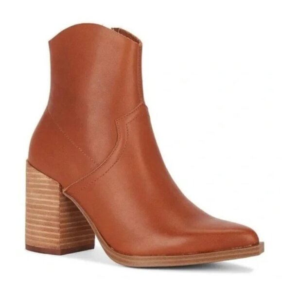 Steve Madden Cate Brown Leather Ankle Cowboy Boots Women's 8.5 - Picture 1 of 7